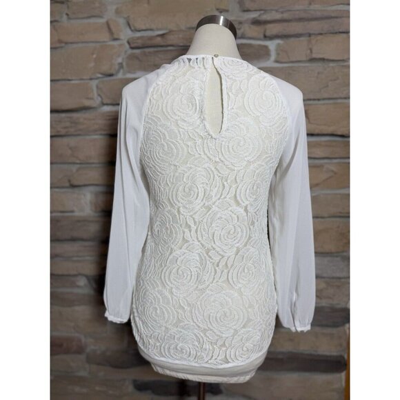 Zara Basics White Floral Lace Top Sz Small - Picture 3 of 8